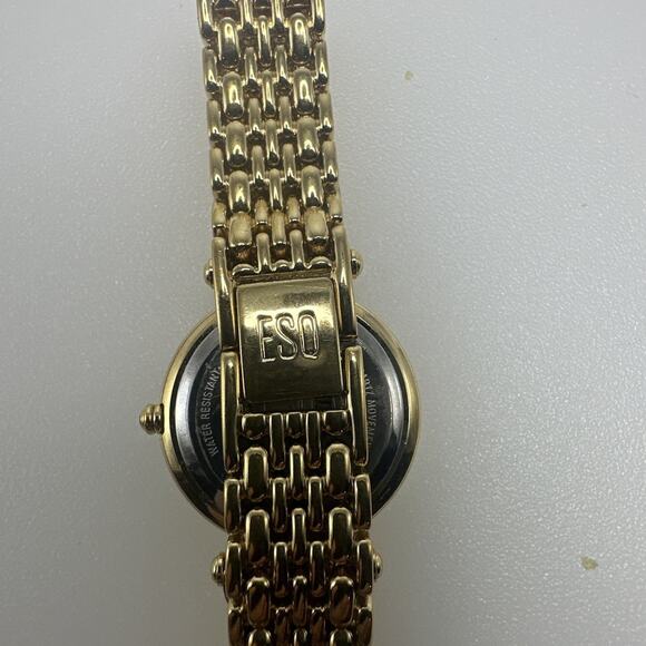 ESQ Esquire by Movado Watch Ladies Gold Tone Crystal Bezel Runs Well Elegant - Picture 3 of 11